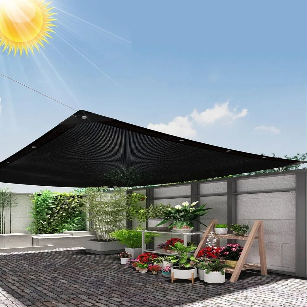

Black Shade Cloth, Solid Mesh Tarp with Grommets, Resistant Garden Sun Shade Netting, Shading Antifreezing for Pergola, Greenhou