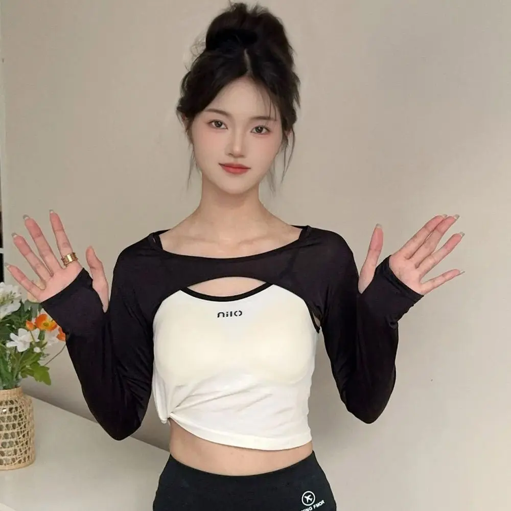 UV Protection Elastic Raglan Sleeve Shawl Sun Protection Thin Summer Yoga Exercise Shawl Breathable Ice Silk Arm Sleeves