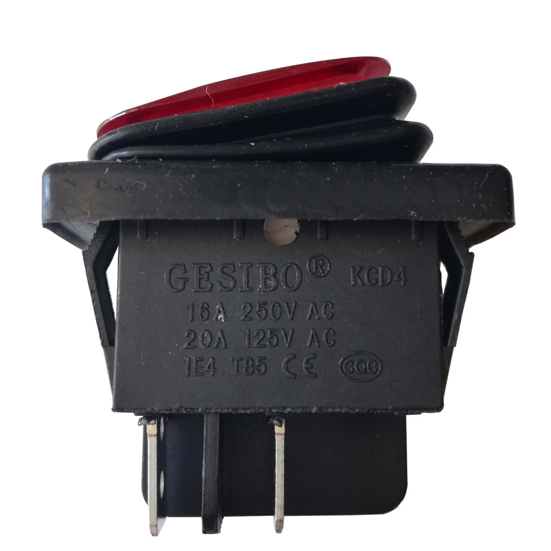 KCD4 Waterproof Rocker Switch 4Pins 20A/125V 16A/250V Push Button Switches, 1-Pack