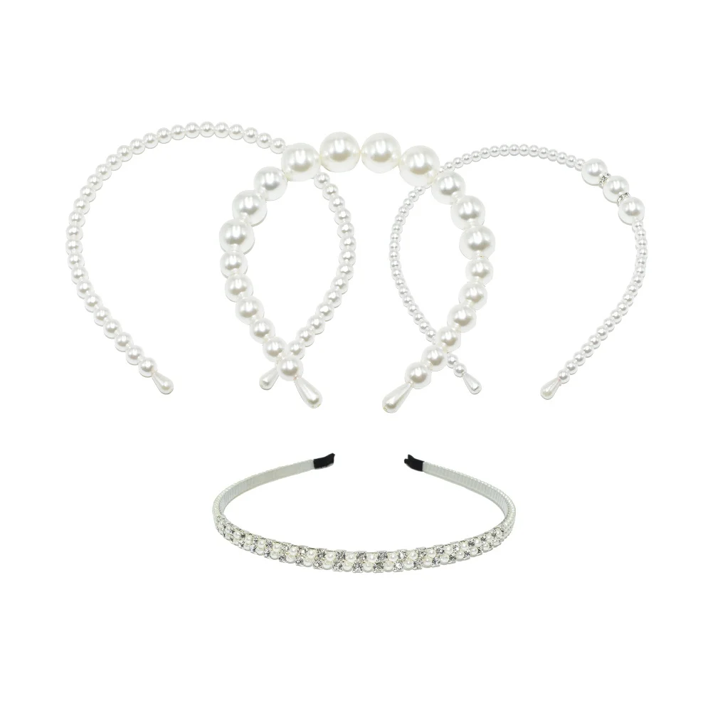 

4 Pcs Pearl Headband Hair Hoop Handmade Headdress European American Elegant Headwrap