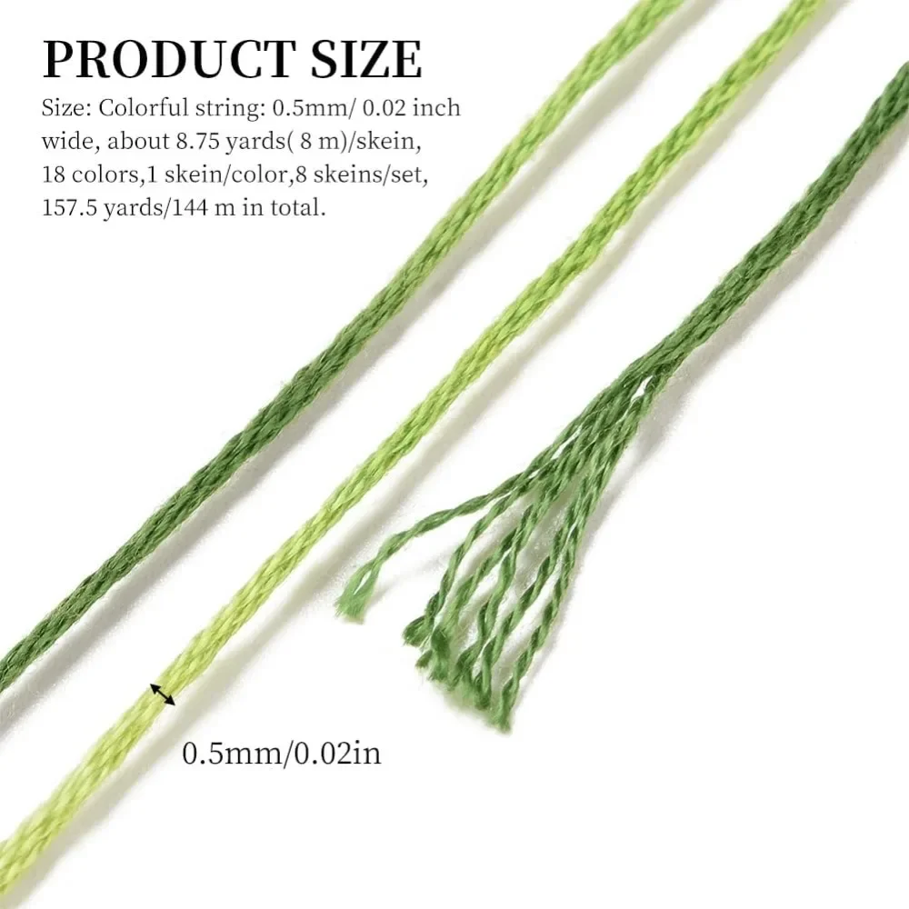 6 Strands Gradient Polyester Embroidery Floss Variegated Rainbow Crewel Cross Stitch Threads Friendship Bracelet Floss Bulk