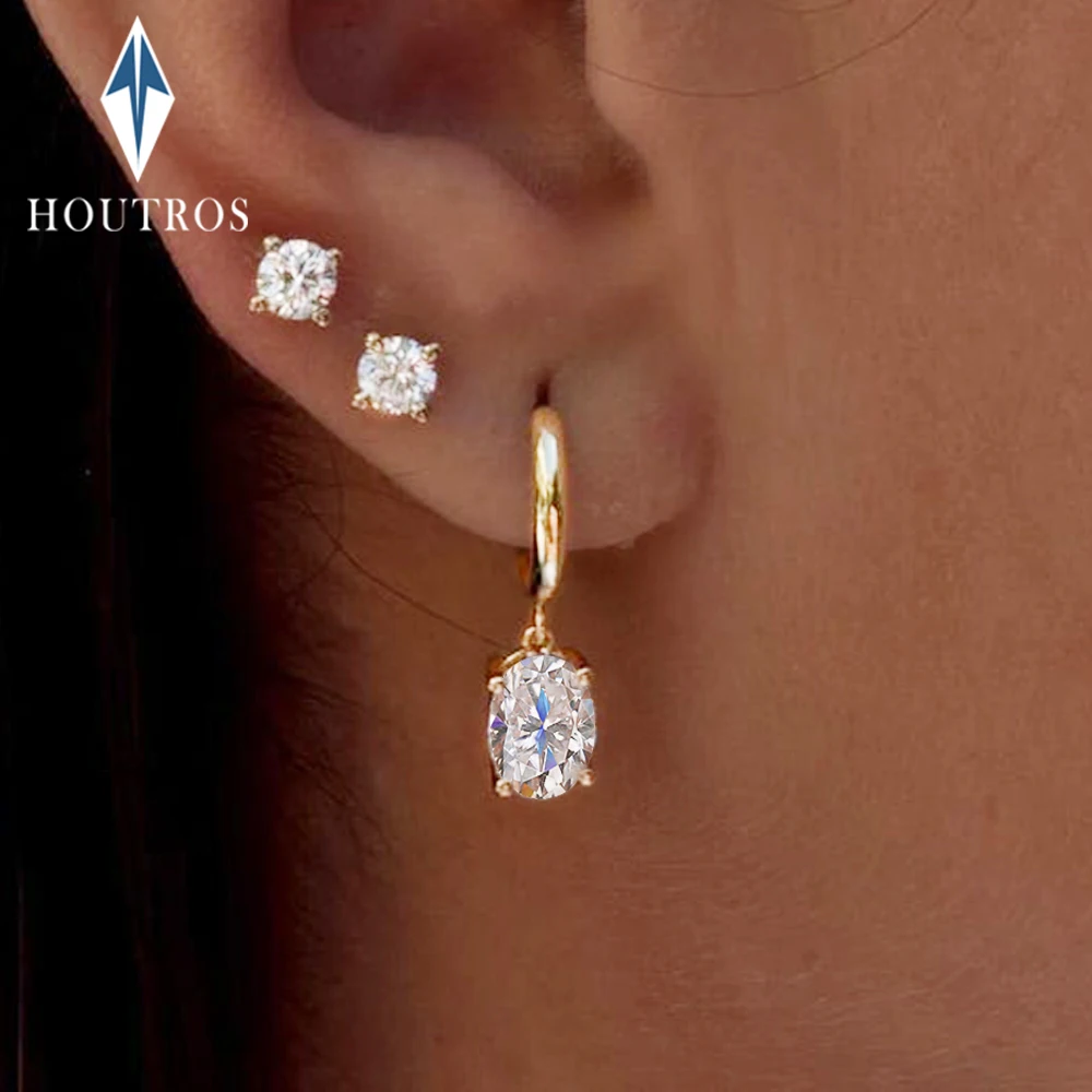 1/2Carat Oval Cut Moissanite Drop Earrings for Women S925 Sterling Silver Solitaire Earrings Passed Diamond Test Jewelry Gift