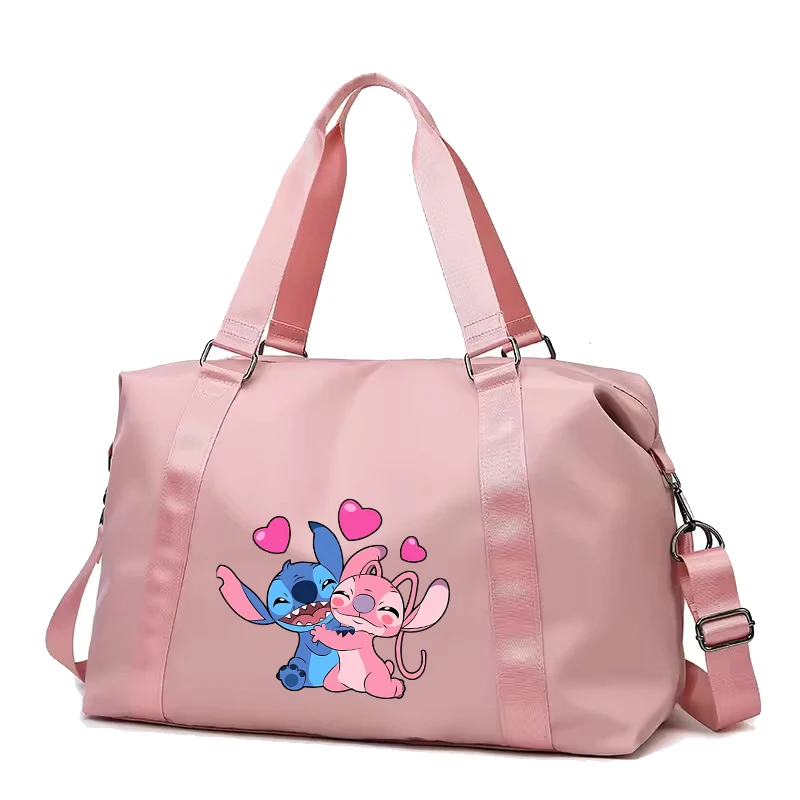 Disney Stitch Cartoon Travel Bag Cute Kawaii Portable Waterproof Shoulder Bags Outdoor Leisure Riding Clothes Organiser Gift New