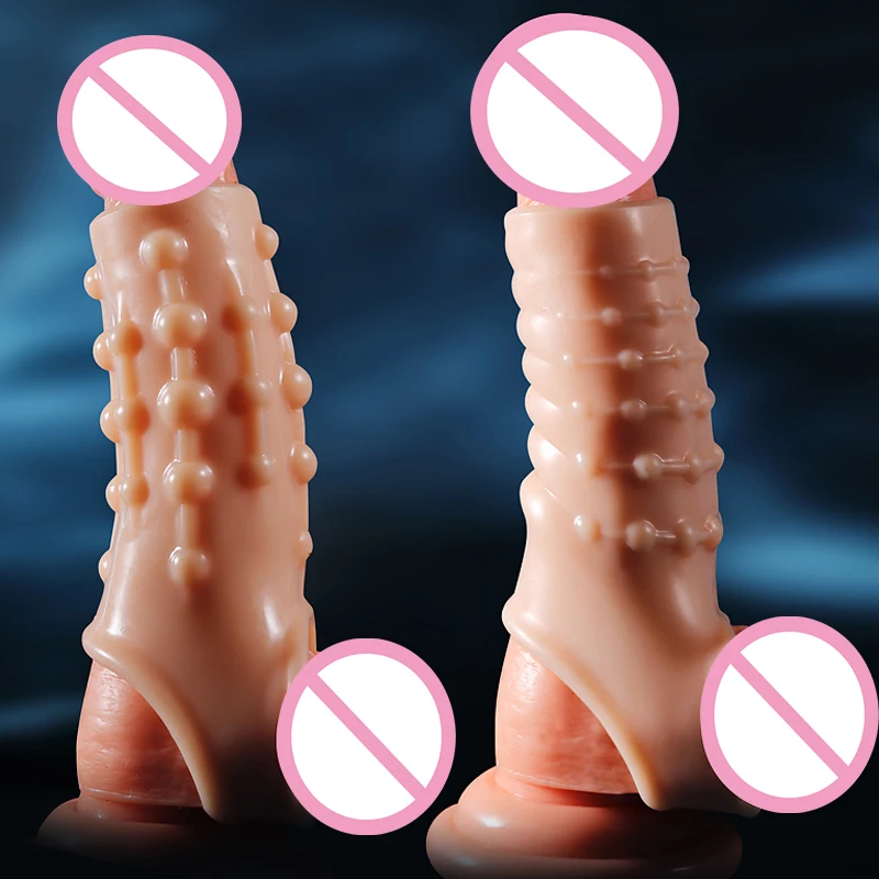 Wiederverwendbare Penis Extender Erweiterung Sleeve Cock Ring Verzögerung Ejakulation Erwachsene Sex Spielzeug Für Männer Keuschheit Käfig Zubehör Sex Shop