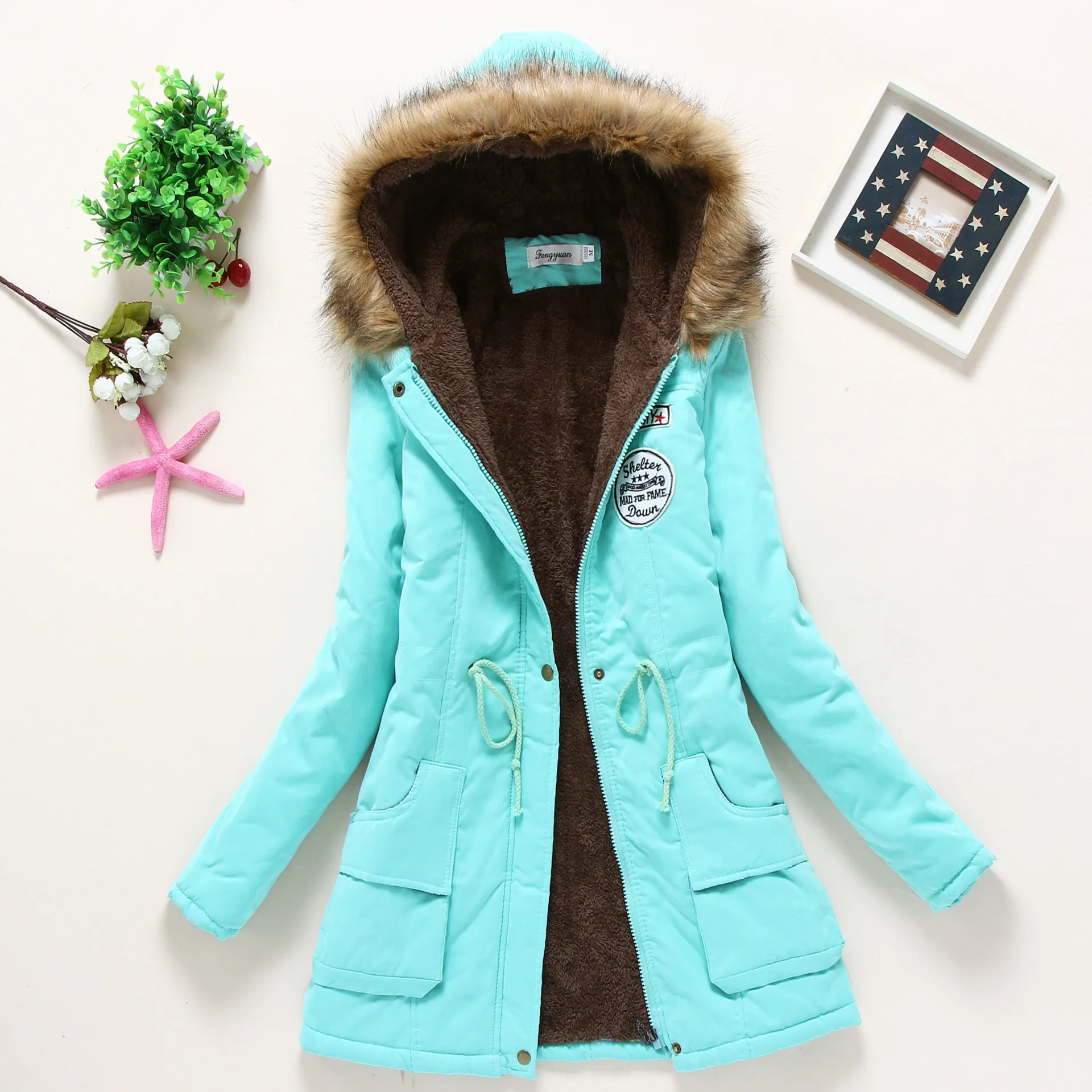 2024 Frauen neue Jacke Winter Herbst warme Jacken Pelz Kapuzen mantel einfarbige Frauen dicke Parkas weibliche Oberbekleidung Damen Tops