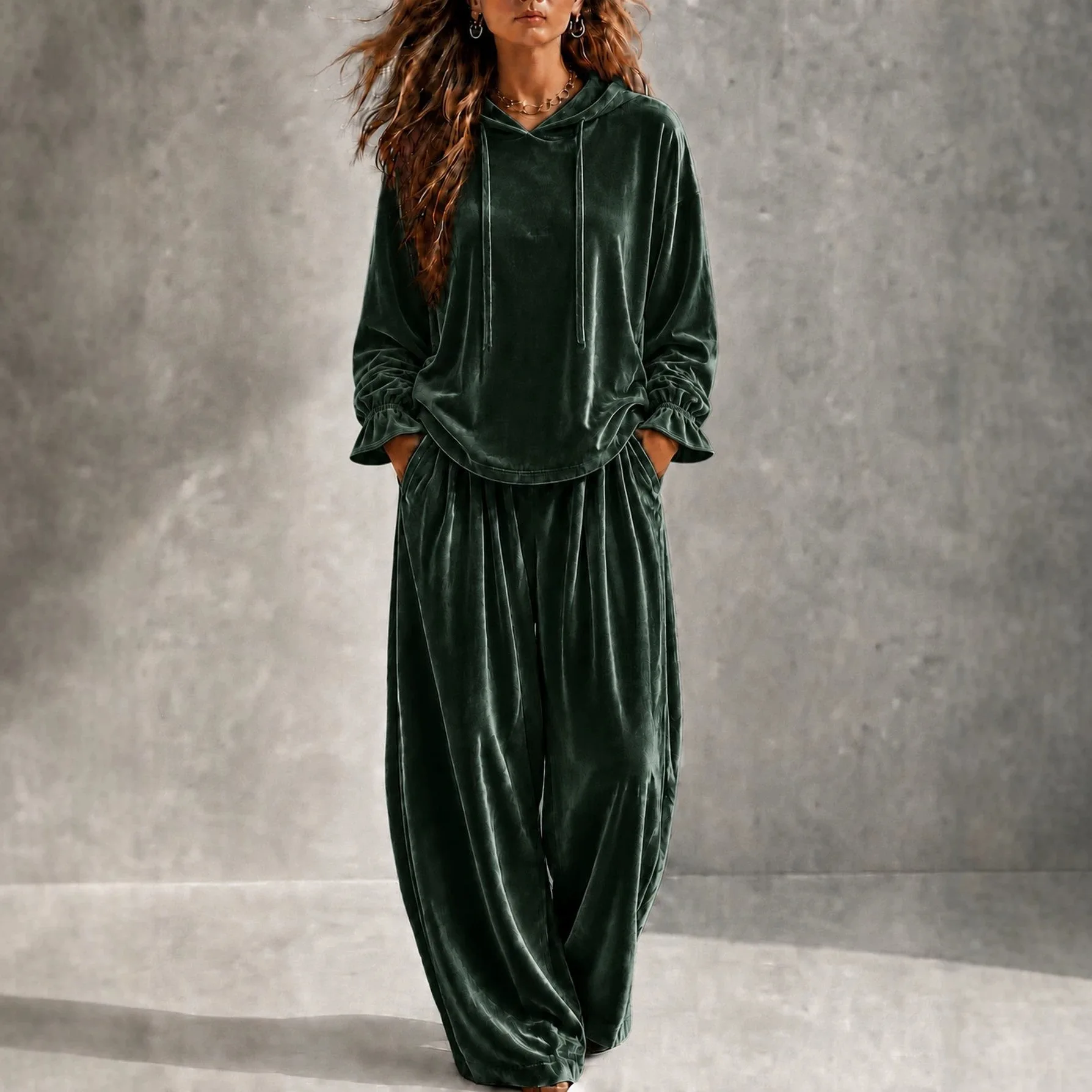 Anno's New 2026 Women's Collection: A Two-piece Velvet Random Long-sleeve Set For Autumn. And Winter Dress Elegant Femme Luxury