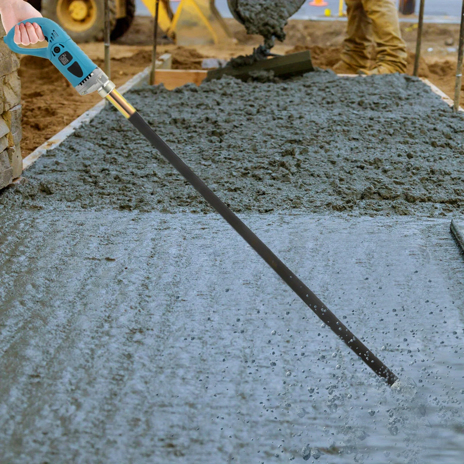 Vibrateur à béton 4,9 pieds x 1,37 pouces, moteur tout cuivre 1300W 4300 tr/min avec longue tige vibrante, pour travaux de construction, de ciment, de routes et de ponts