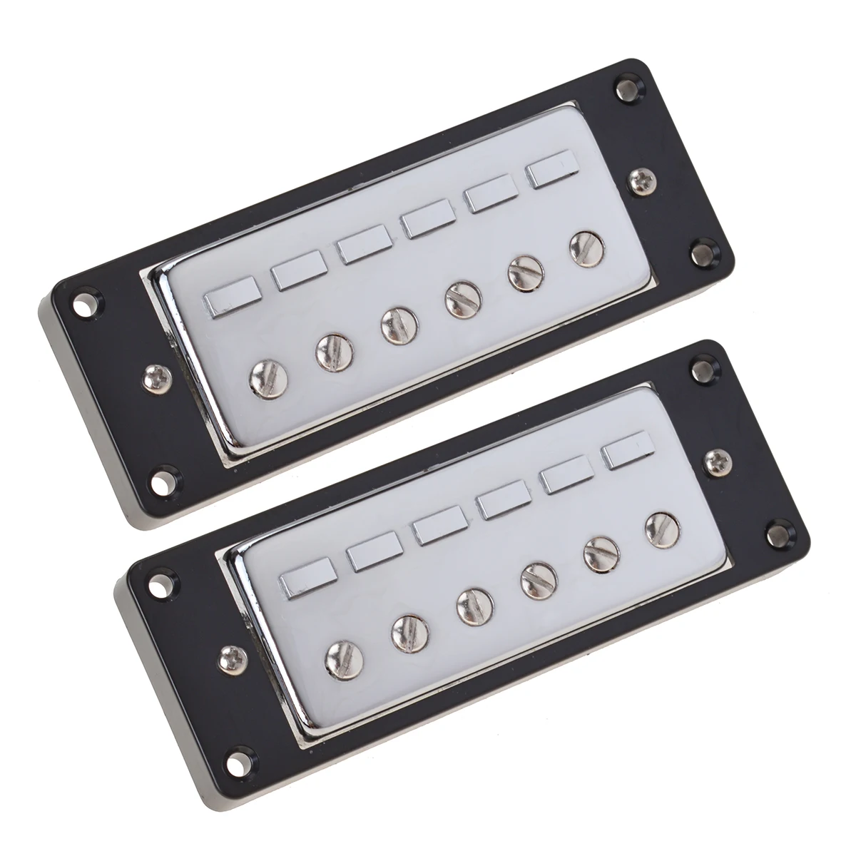 1Set Mini Humbucker Pickups Bridge and Neck Set for Electric Guitar Parts Chrome with Black Frame