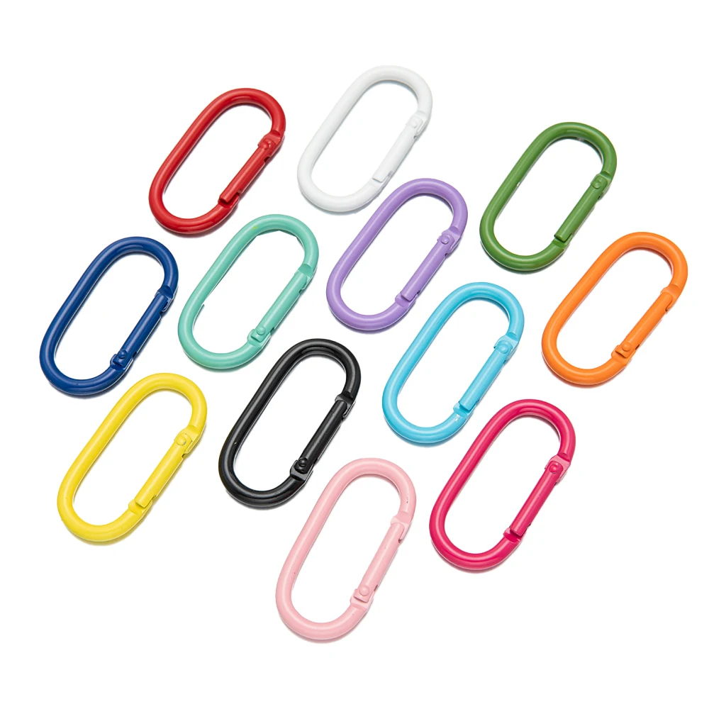 5pcs Oval Ring Spring Clasps Openable Carabiner Keychain Bag Clips Hook Buckles Connector For DIY Key Jewelry Making Accessories