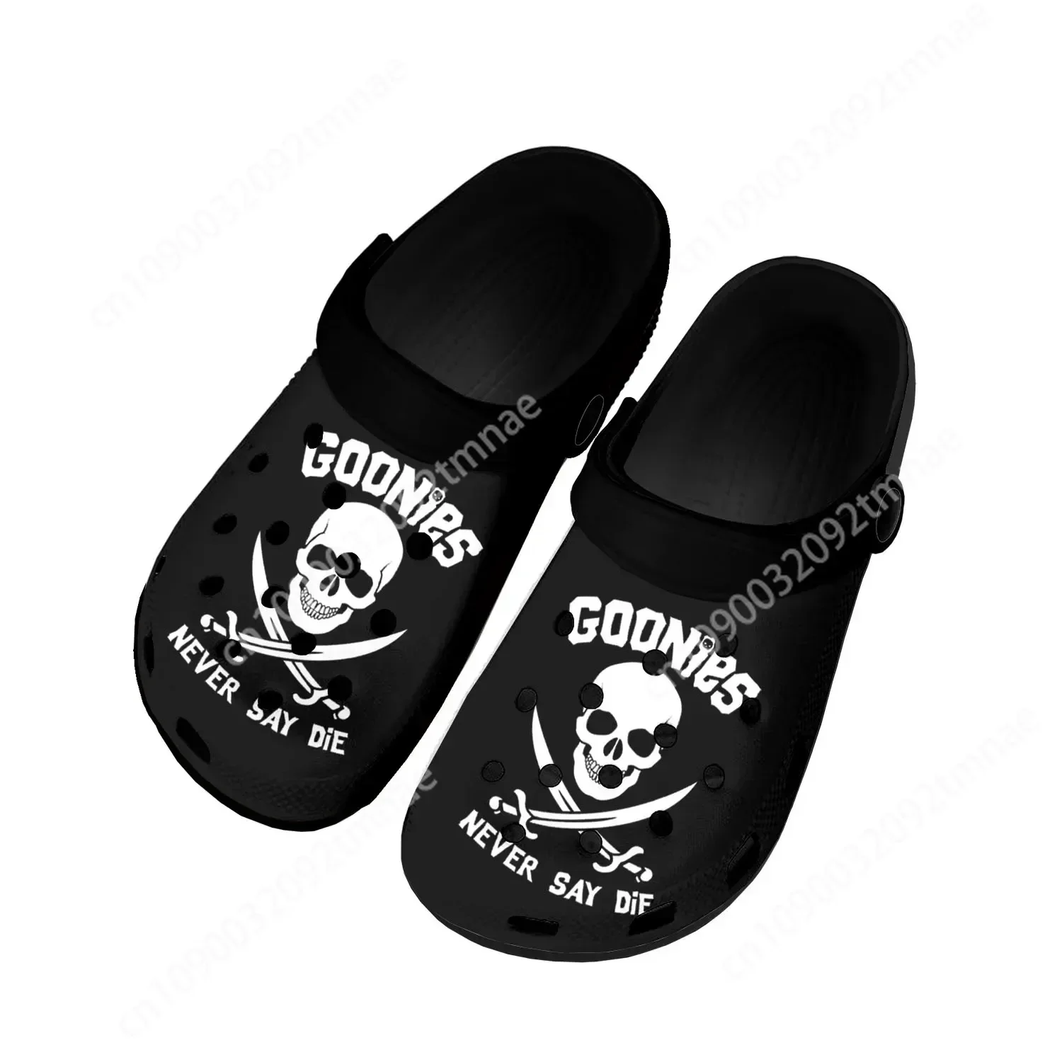 

Goonies Never Say Die Skull Rock Home Clogs Custom Water Shoes Mens Womens Teenager Shoes Clog Breathable Beach Hole Slippers