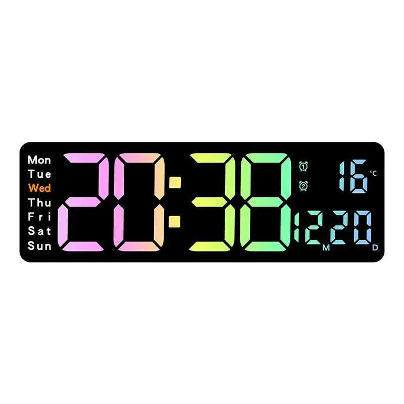 New Colorful LED Digital Wall Clocks Multi-functional Living Room Clock Countdown Remote Control Date Week Electronic Clock