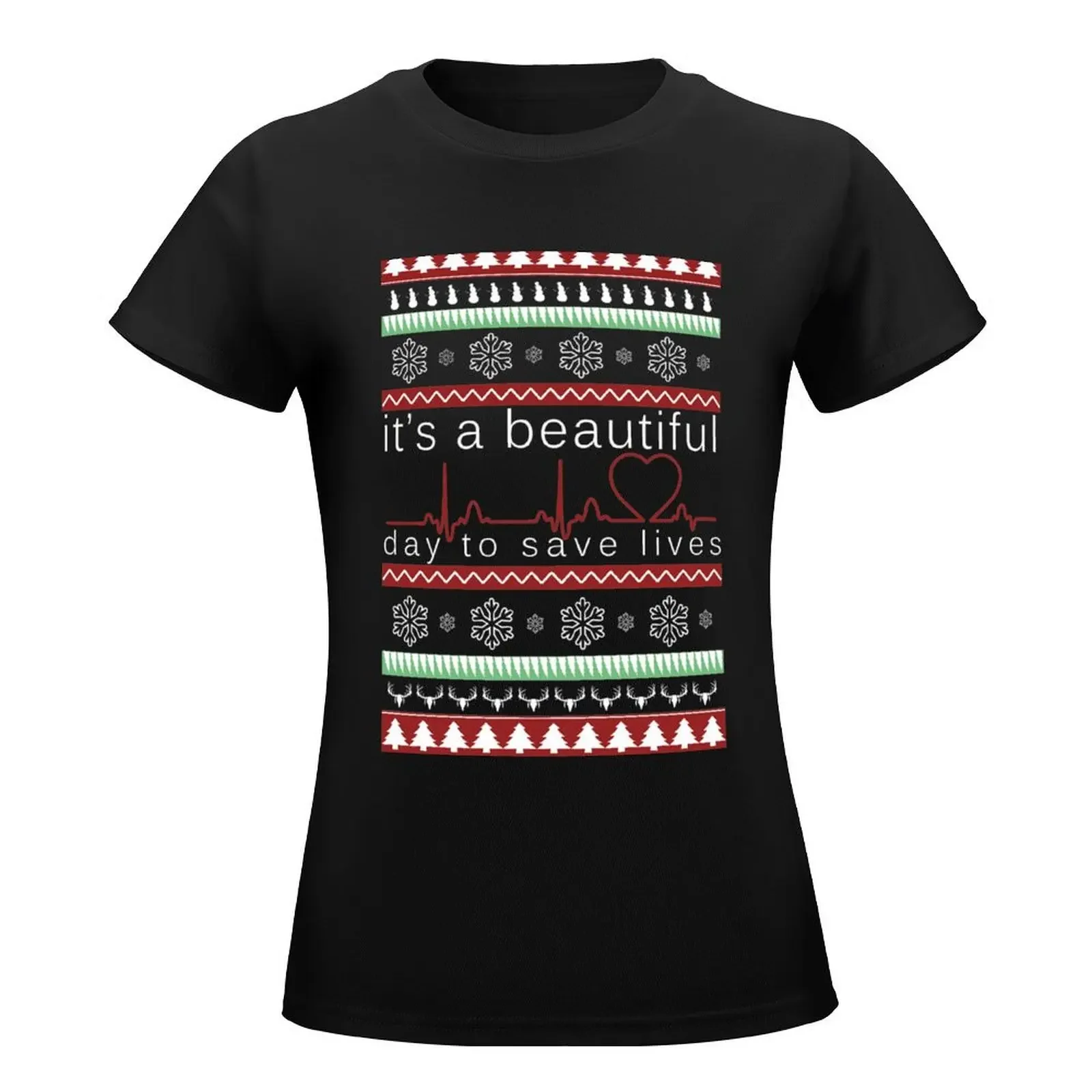 It's a beautiful day to save lives Christmas T shirt T-Shirt oversized vintage clothes cute tops Women clothes