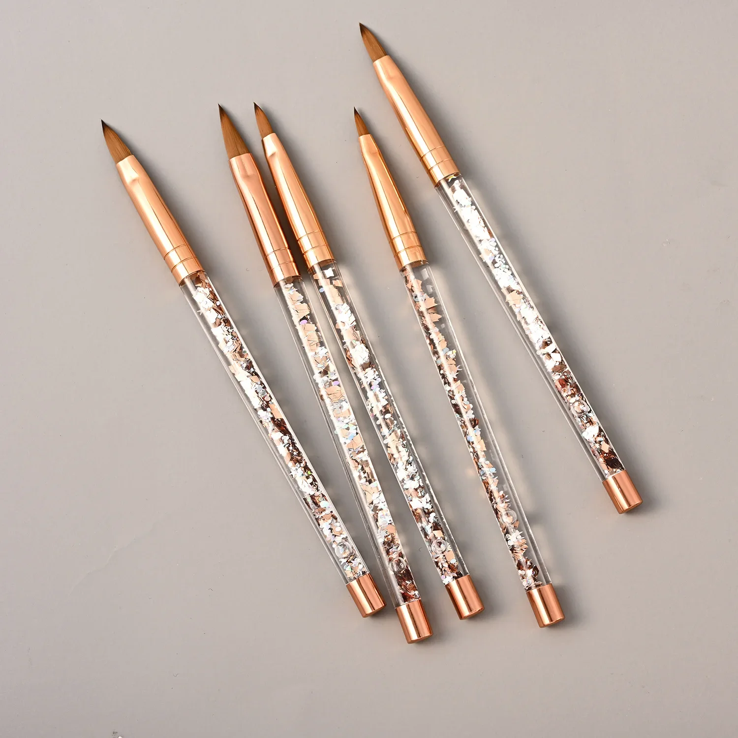 Glitter Filling Nail Art Brush Rose Gold Nylon Hair Brush DIY Painting Drawing Nail Pen Gel Nail Polish Builder Manicure Tool