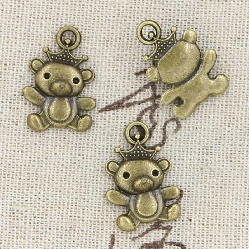 10pcs Charms Koala Bear With Crown 22x16mm Antique Silver Color Pendants Making DIY Handmade Tibetan Finding Jewelry