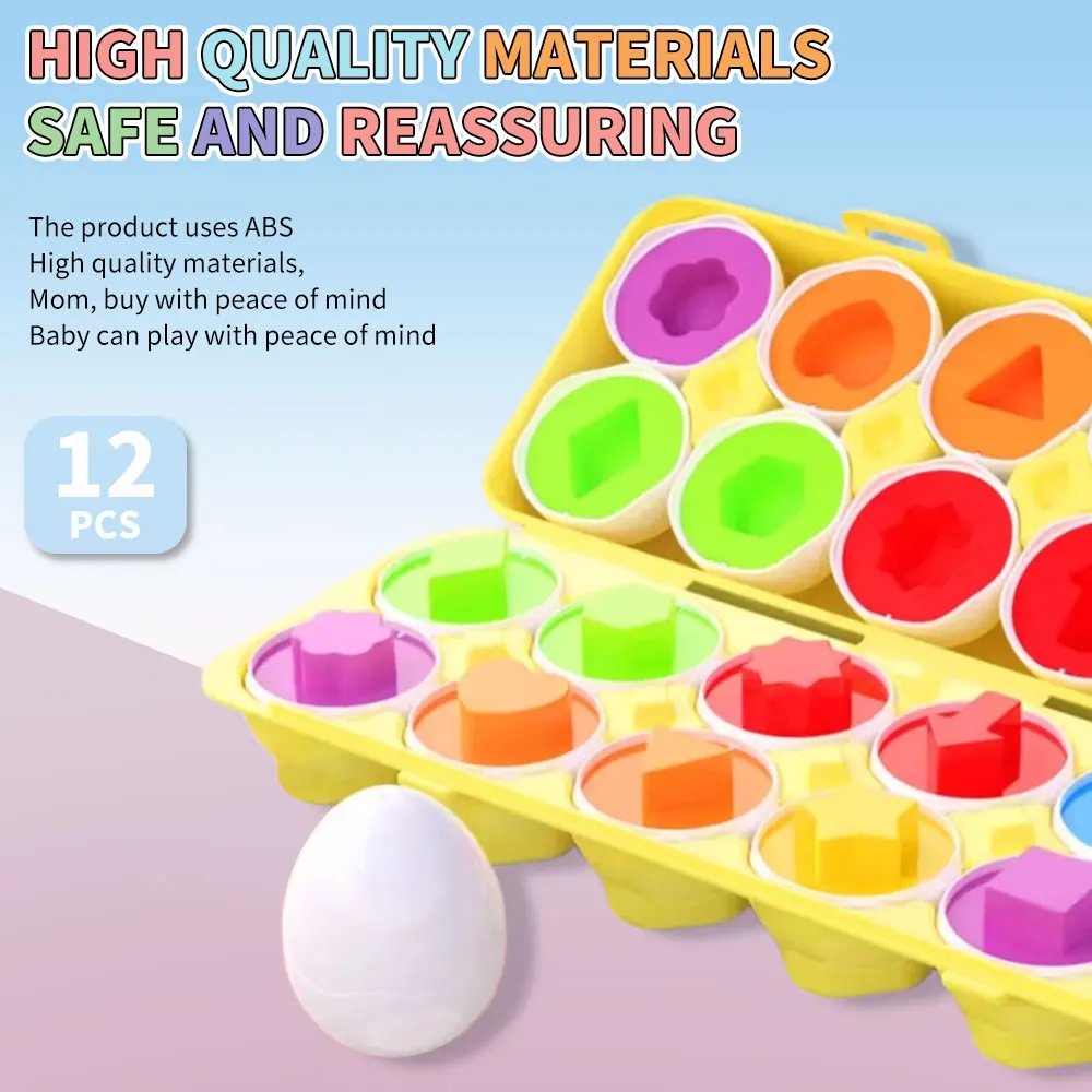 Brinquedos de combinação de formas, caixas de ovos simuladas, educação infantil, iluminação cognitiva, resolução de quebra-cabeças, ovos inteligentes, foco