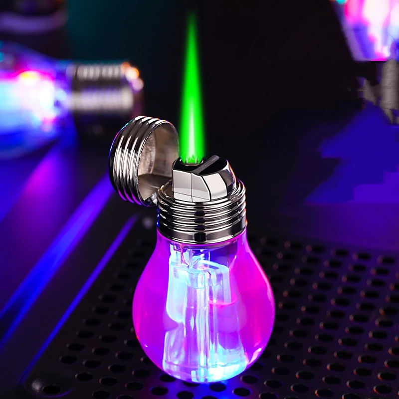 

New Green Flame Transparent Body Electric Butane Gas Lighter with Colorful Lights Windproof Jet Torch Lighter Cool Lighter Gift