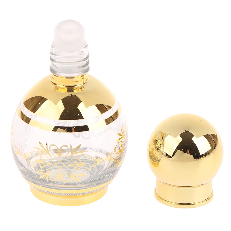 Bottiglia roll-on in oro da 15 ml Mini contenitore per olio essenziale in vetro Bottiglia di profumo portatile Bottiglia roll-on vuota in oro Modello casuale