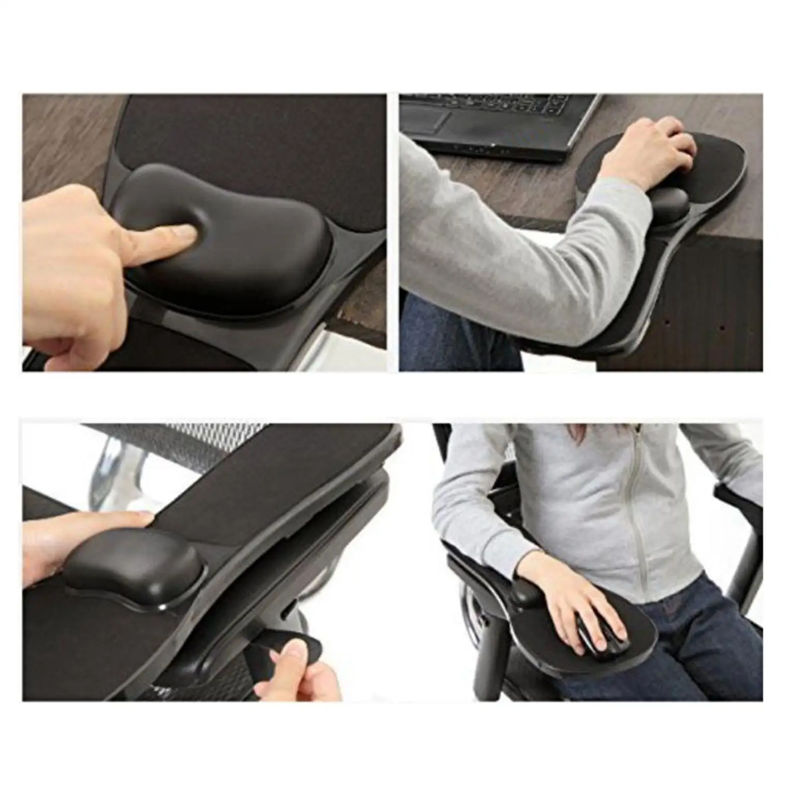 Leather Ergonomic Arm Rest Mouse Pad Cushion with Desk Clamp for Keyboard Tray Office Chair Support