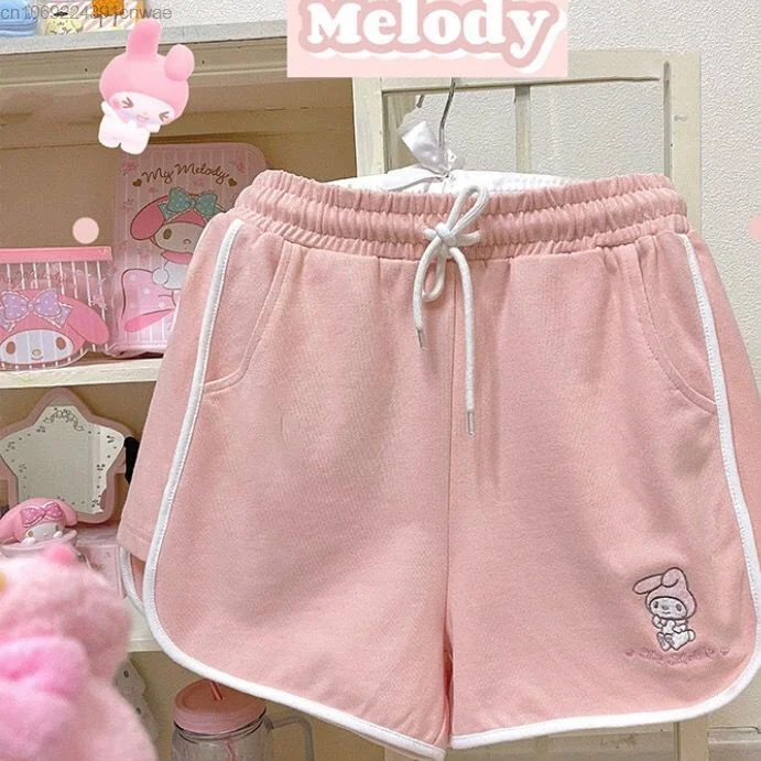 Sanrio My Melody Kuromi Shorts Women Kawaii Anime Sports Straight Leg Short Pants Y2k Cinnamoroll Cute Cartoon Clothes Shorts