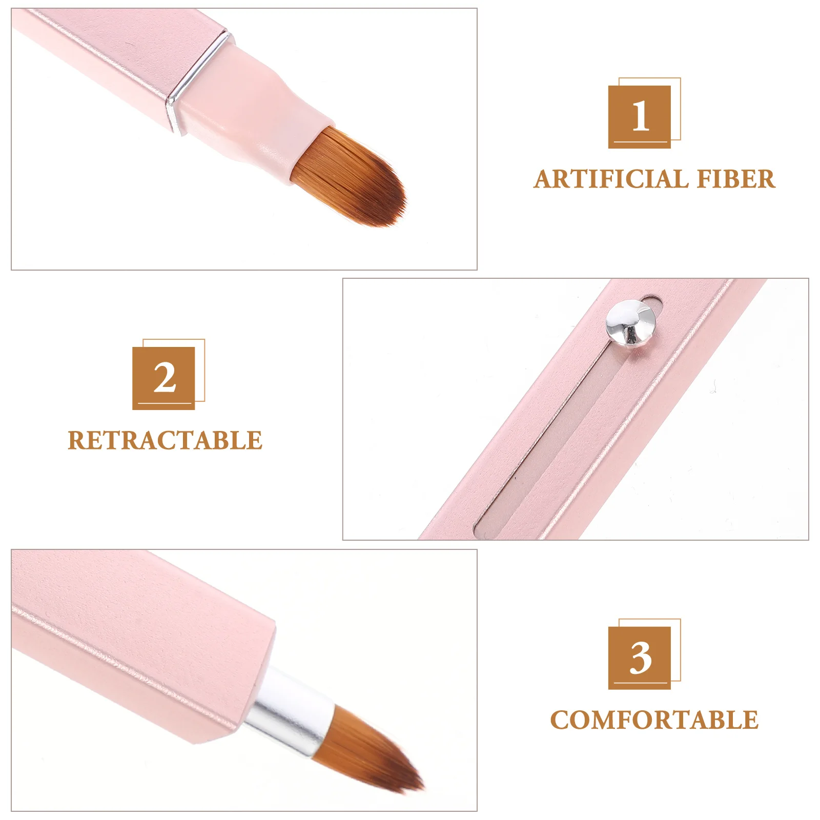 2 個ポータブルリップブラシ格納式デザイン柔らかい毛口紅メイクアップツール女性のための簡単なアプリケーション格納式リップブラシ