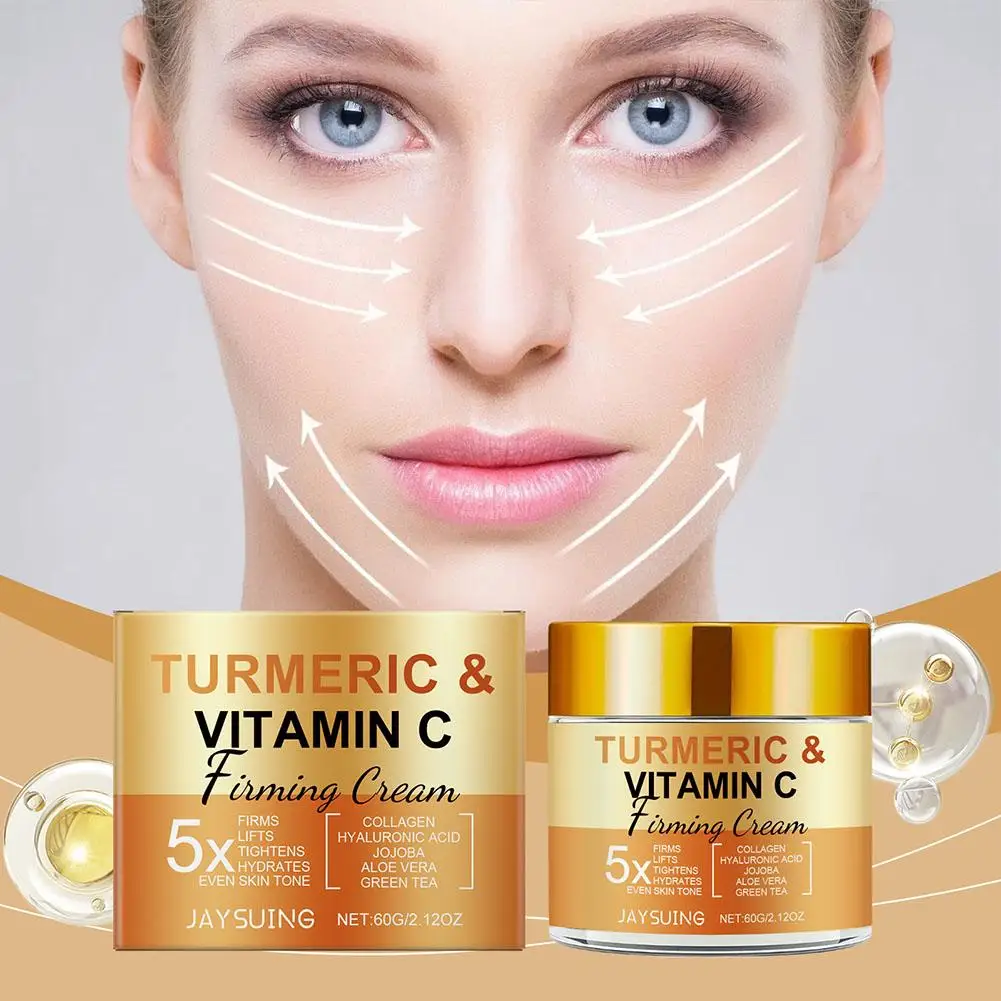 Turmeric & Vitamin C Day Night Moisturizer Cream Hyaluronic Acid Aloe Vera Hydrating Firming Smoothing Repairing Face Skin Care