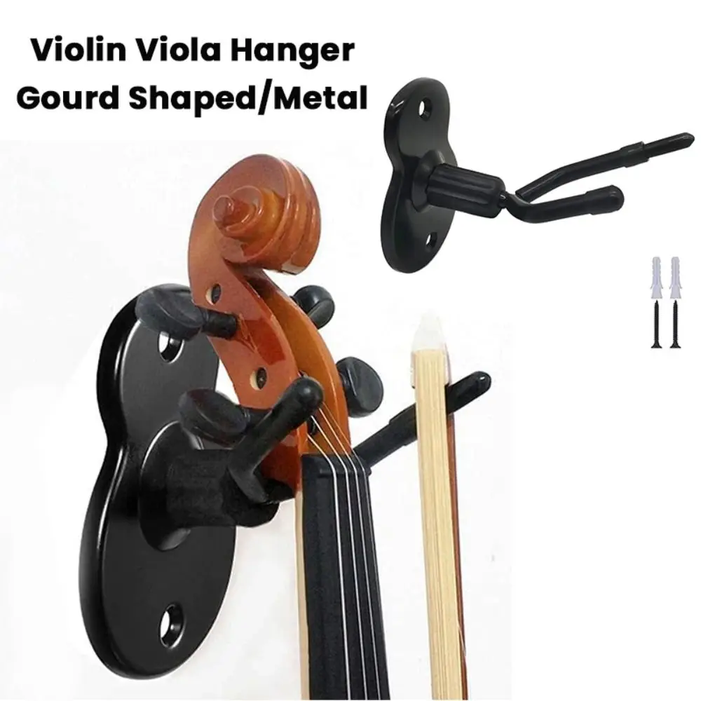 Metal Violin Viola Hanger Gourd Shaped Wall Mount Violin Viola Wall Hook with Bow Hook Non-slip Violin Holder Violin/Viola