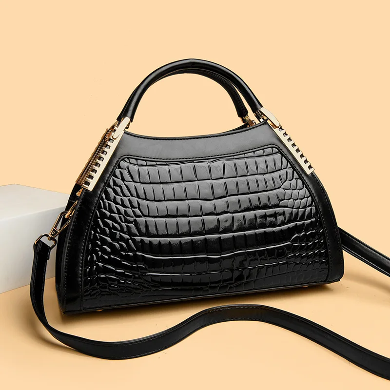 

2025 Women's Crocodile Leather Tote Bag - Vintage Shoulder Crossbody Purse, Spacious Fashion Handbag for Daily Use