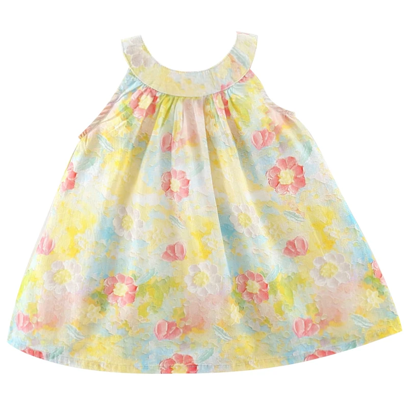 

Summer Newborn Girl Clothes Baby Dresses 0 To 12 Months Fashion Flowers Cotton Sleeveless Luxury Birthday Princess Dress BC558