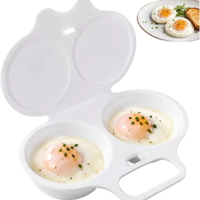 2026 New Dual Cavity Microwave Egg Poacher Lid Handle Quick-heat Microwave Egg Poacher Oil-free Multifunction Kitchen Essential