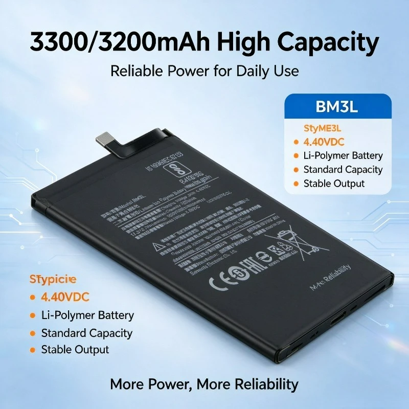 BM3L Replacement Phone Battery 3200mAh Lithium Polymer Stable Power Output for Xiaomi Mi 9 Repair Replacement Use