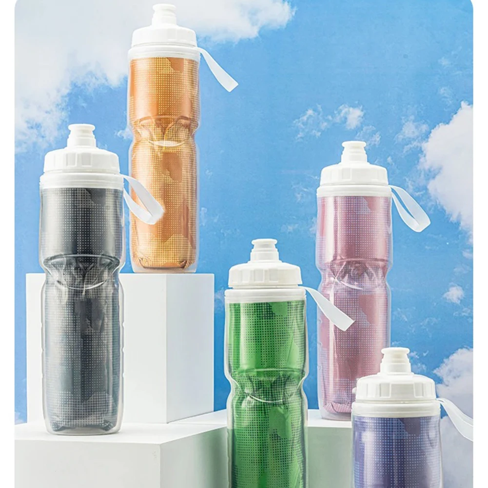 Insulated Bike Water Bottles 670ml PP5  With Handle Easy To Squeeze, Keep Water Cool/ Warm, Leak-Proof Bicycle Water Bottle