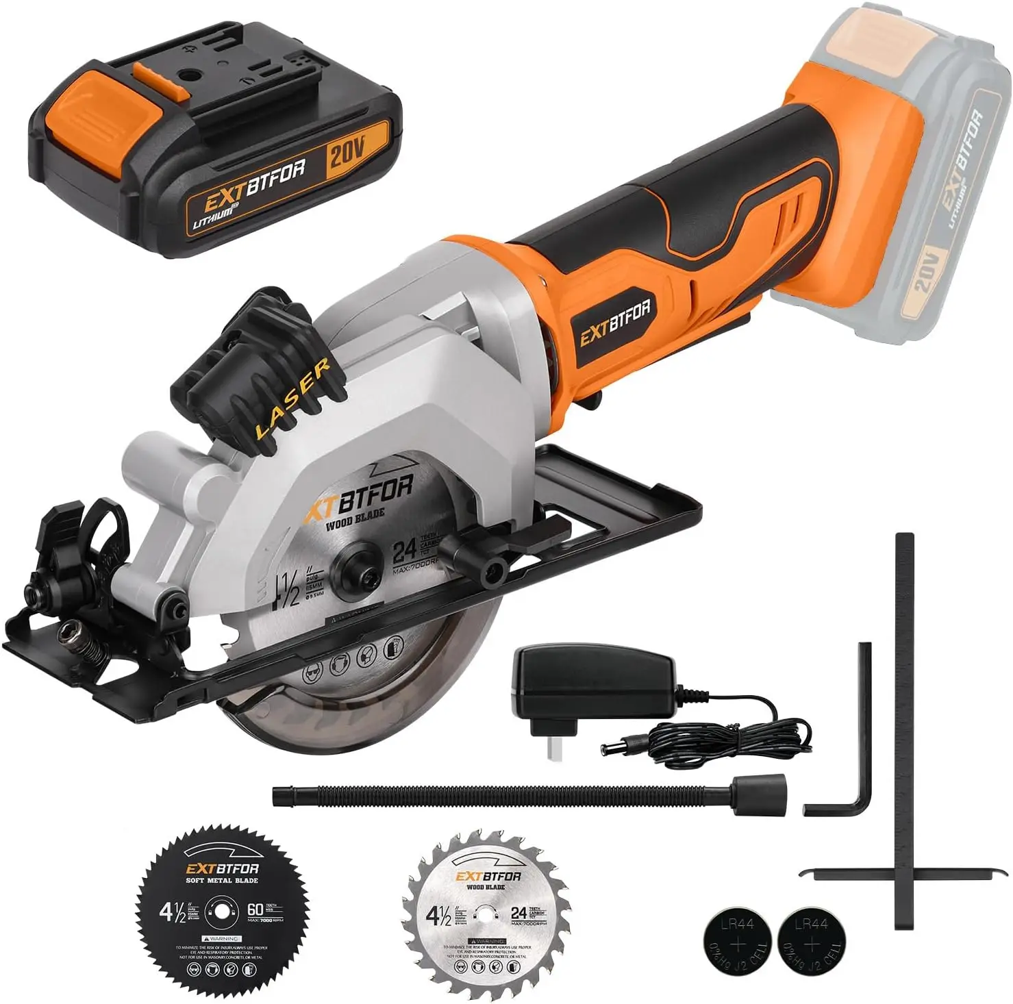 

Аккумуляторная мини-циркулярная пила 4-1/2 дюйма с лазерной направляющей, 3400 об/мин, для резки дерева/металла/пластика до 1-11/16 дюймов