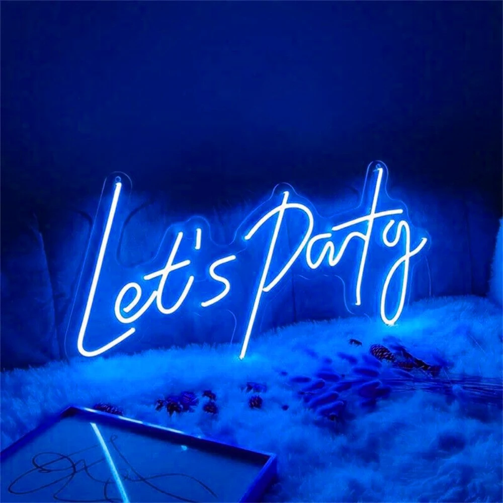 

Let's Party Neon Sign Billboard Wall Decor Reusable Neon for Bachelorette Engagement Birthday Party Wedding