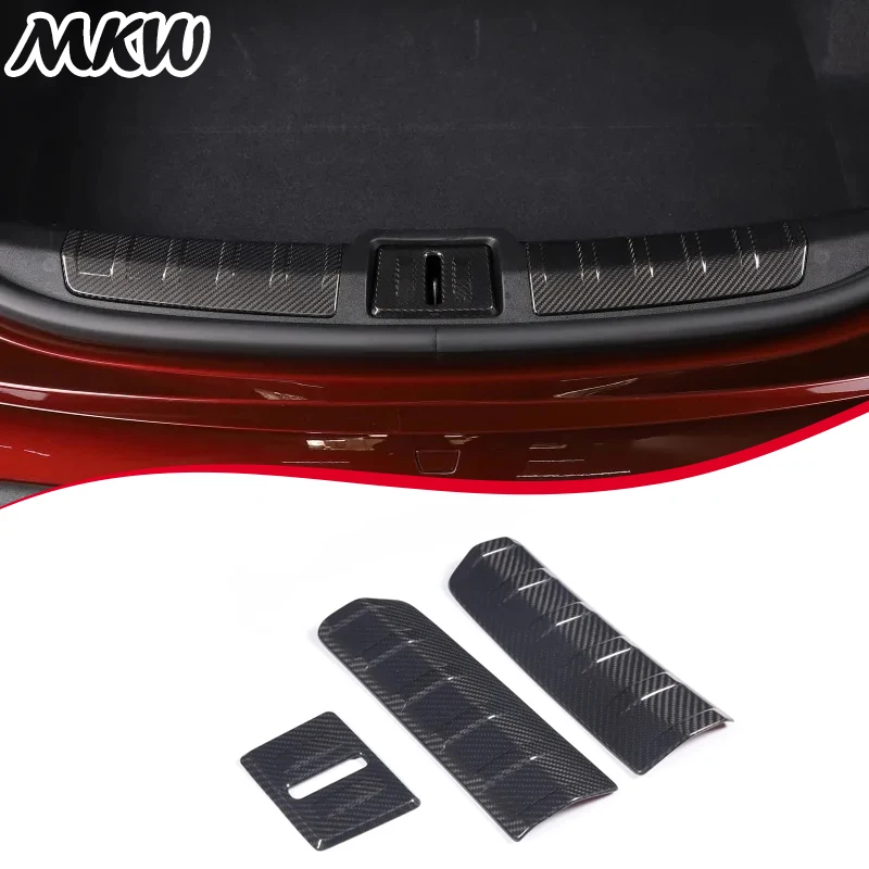 

For Porsche Taycan 2019-2024 Real Carbon Fiber Car Trunk Door Sill Protector Strip Cover Trim Car Interior Accessories