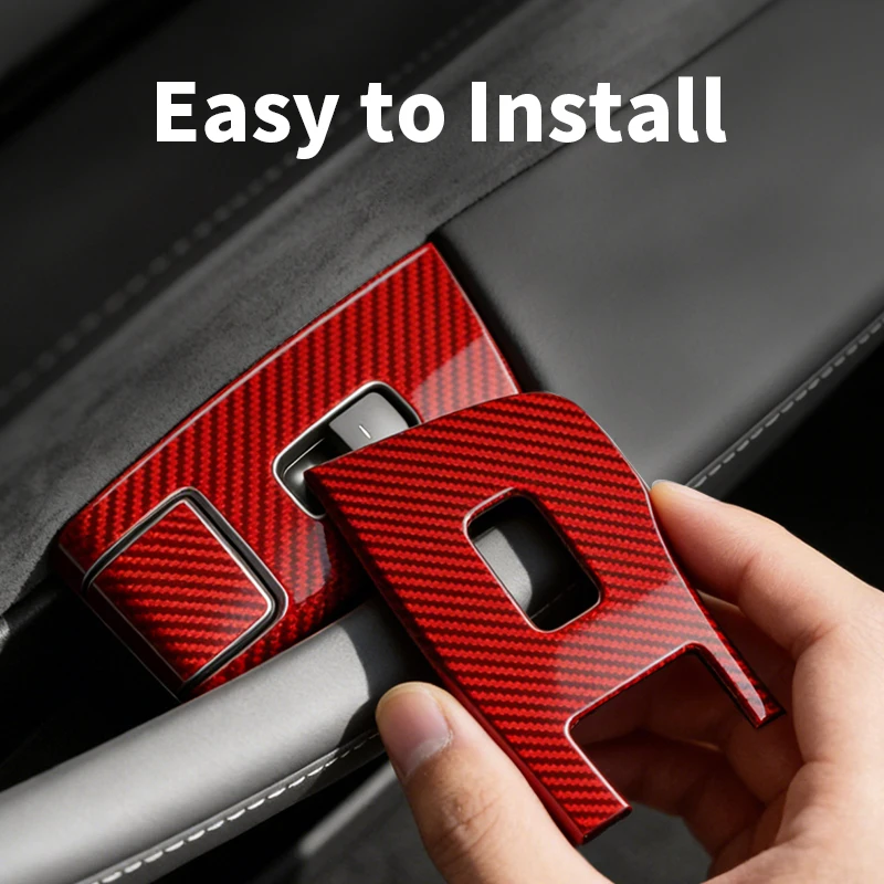 For Tesla Model 3 (2019-2023)/Model Y (2019-2024) Power Window Switch Trim Sticker Car Interior Tuning Accessories Carbon Fiber