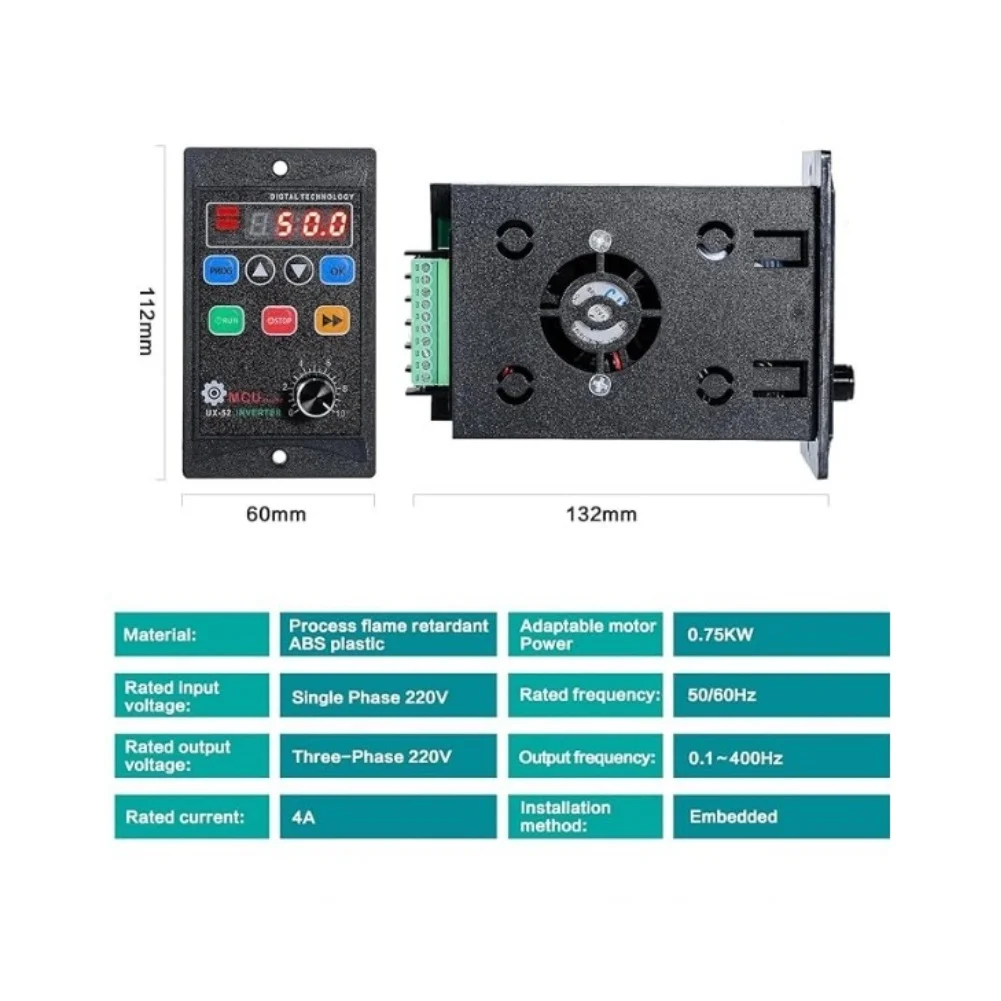 VFD العاكس مرحلة واحدة المدخلات ثلاث مراحل وحدة تحكم المحرك الناتج مع التيار المقدر 0 2 إلى 6 أمبير لمحركات 450 750 1 كيلو واط