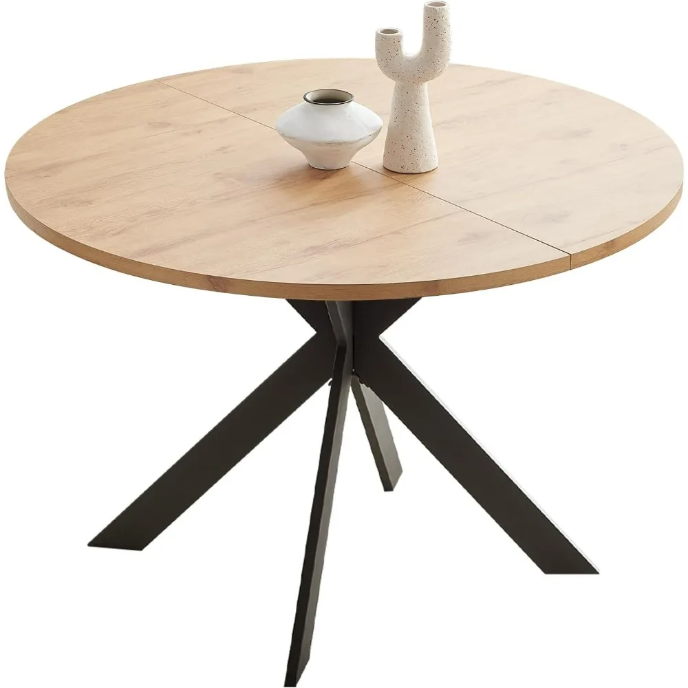 Ensemble de table à manger ronde de 46.4 po, table à manger ronde moderne du milieu du siècle pour 4 à 6 hypothèques, pieds en acier, permettant de gagner de l'espace