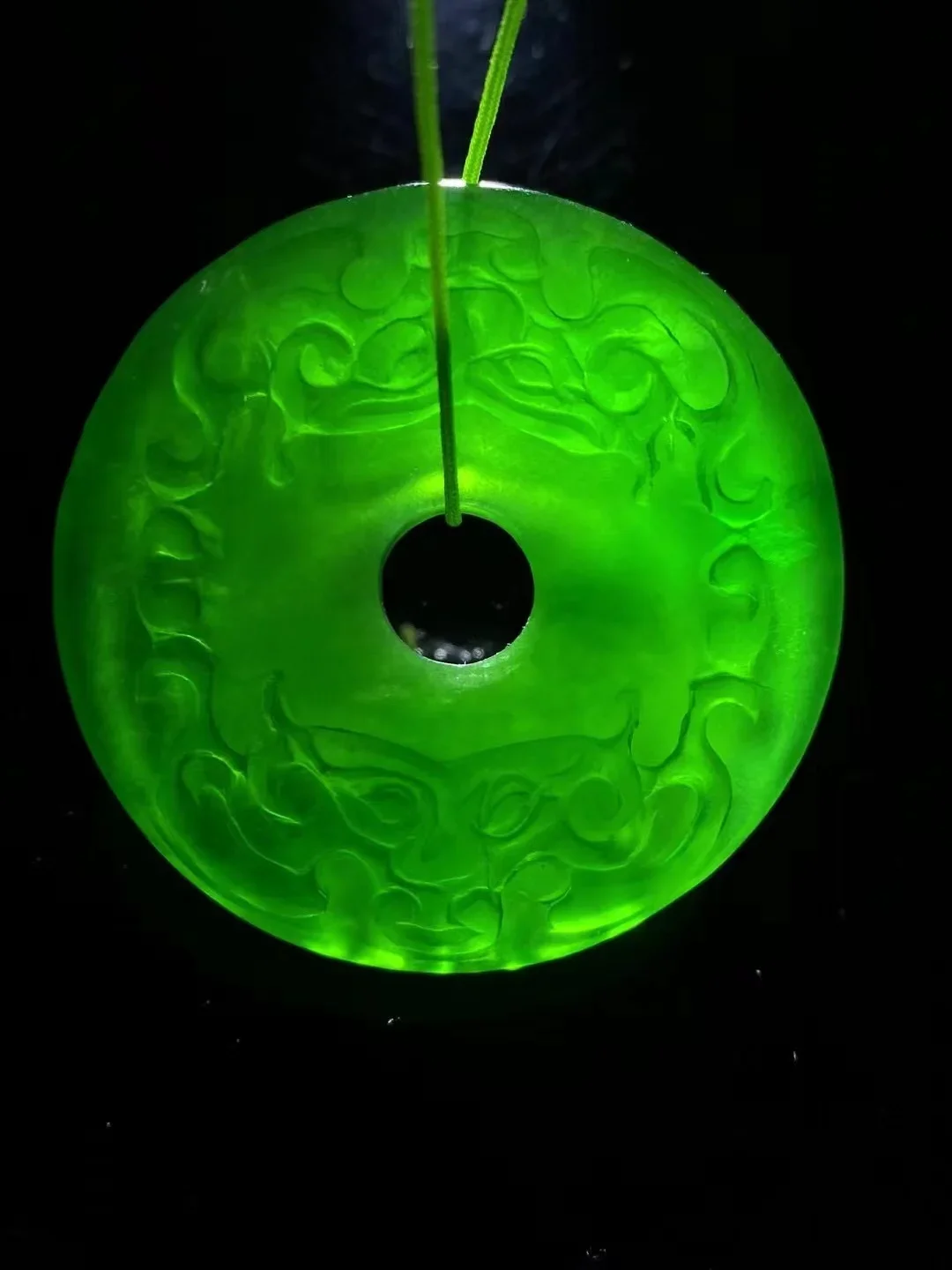 

Natural Level A+ Pendant High Ice Green Thick Double Sided Carved Lucky Buckle Jade Necklace International Jadeite Fine Jewelry