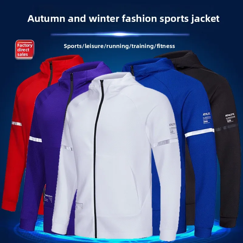 

Men's Quick - Dry Hooded Sport Jacket with Breathable Fabric for Basketball, Football Training and Daily Sporty Wear