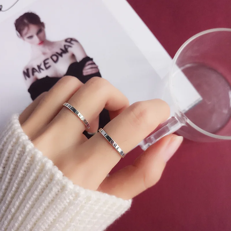 

Vintage Greek Letter Open Ring For Women S925 Pure Silver Personalized Party Gift Jewelry Accessories