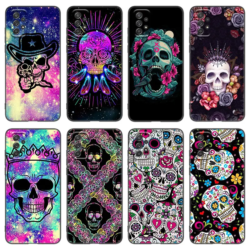 Cool Flower Skull Art Phone Case For Samsung Galaxy A21 A30 A50 A52 S A13 A22 A32 4G A23 A33 A53 A73 5G A12 A31 A51 A70 A71 A72