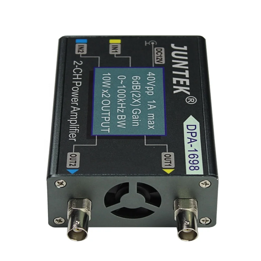 Imagem -04 - Sinal Amplificador de Potência 100khz Duplo Canal 10w x2 Dds Funcional Gerador Sinal 40vpp Amplitude Saída Dc12v Dpa1698