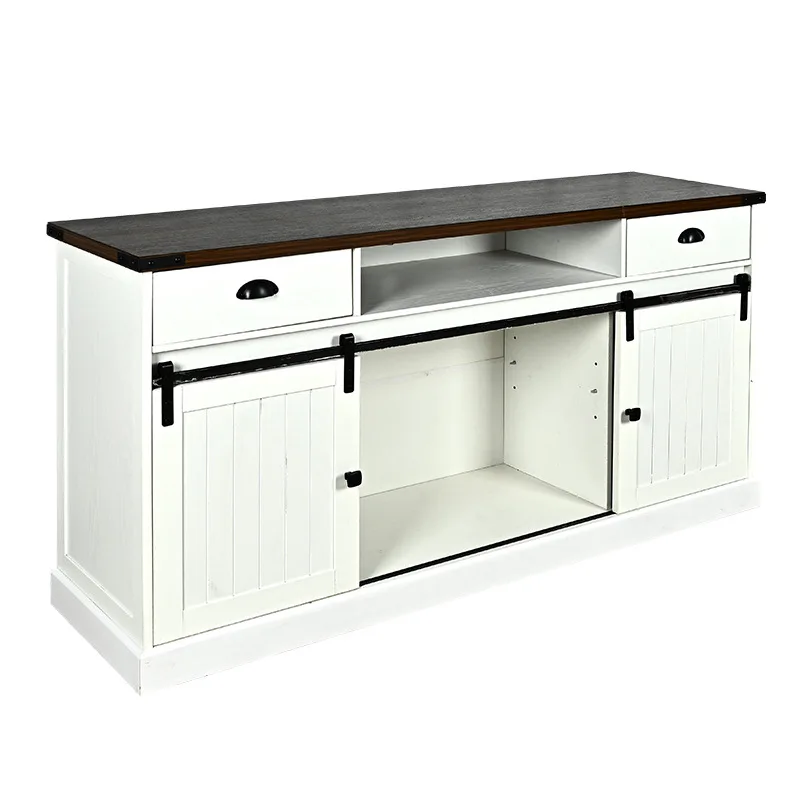 High-end farmhouse style living room TV cabinet, indoor floor-to-ceiling TV cabinet with locker rack