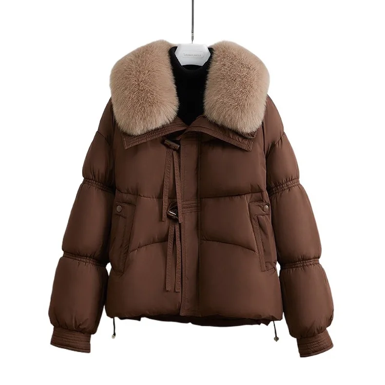 سترة نسائية فضفاضة من القطن شتاء نمط جديد النسخة الكورية طوق الفراء ملابس خارجية عصرية قمة الموضة