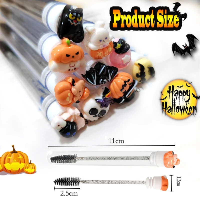 10 pièces brosse à cils réutilisable professionnel Halloween Tube Mascara baguette-effrayant avec Tube baguettes à cils brosse à sourcils remplaçable