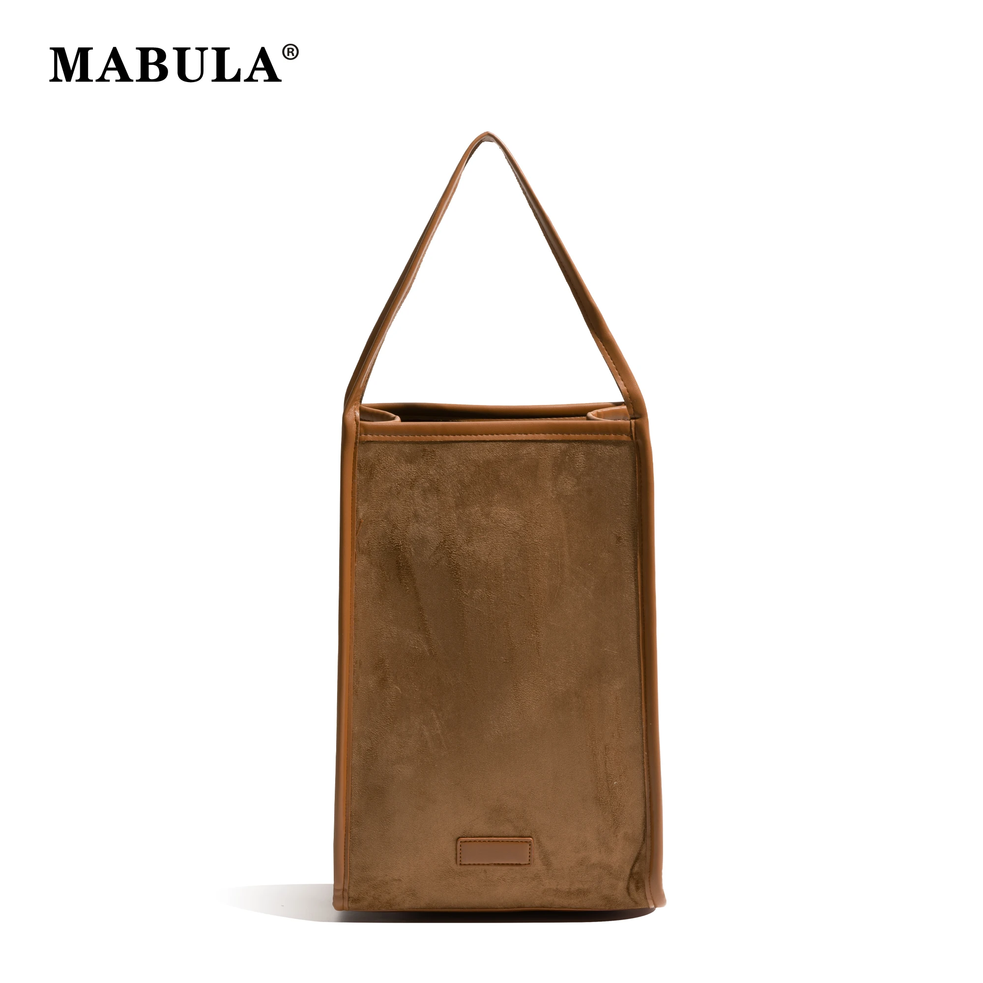 

MABULA Retro Suede Underarm Rectangular Bags Luxury Design Ladies Fashion Solid Shoulder Purse Bucket Built-in Pouch For Storage