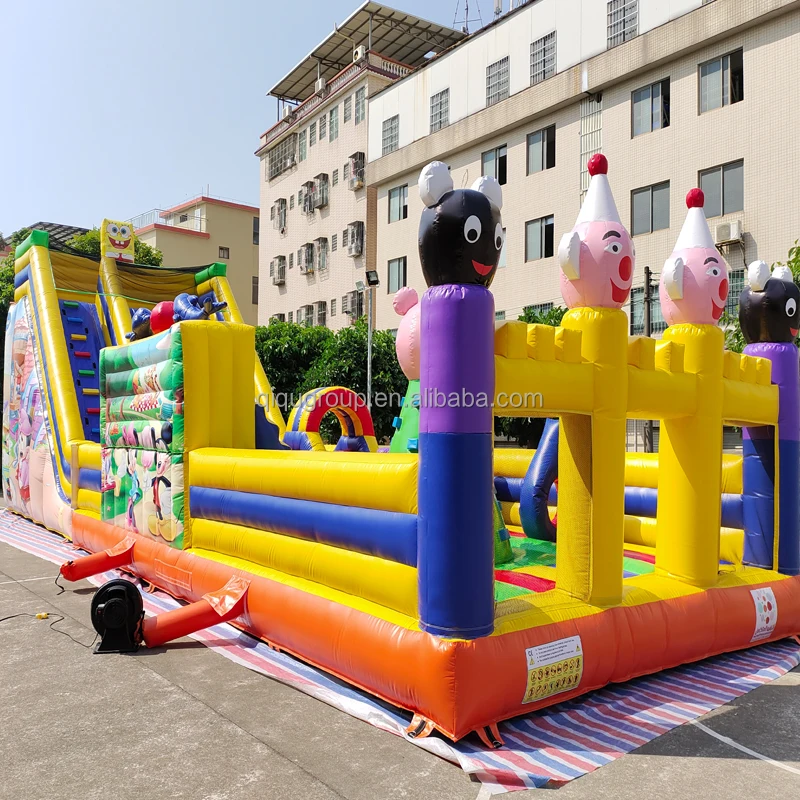 

Оборудование для аквапарка, горячая распродажа, надувной надувной замок с мультяшной тематикой и водной горкой