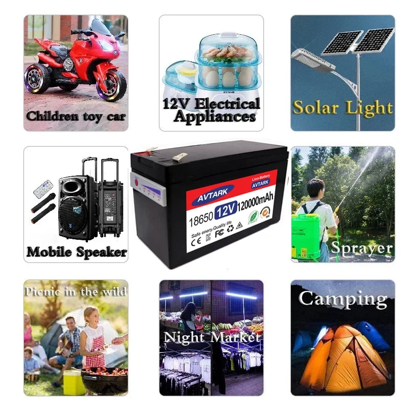 12V  18650 Battery Pack 18650 lithium recharable battery Solar storage Electric lighting Outdoor battery