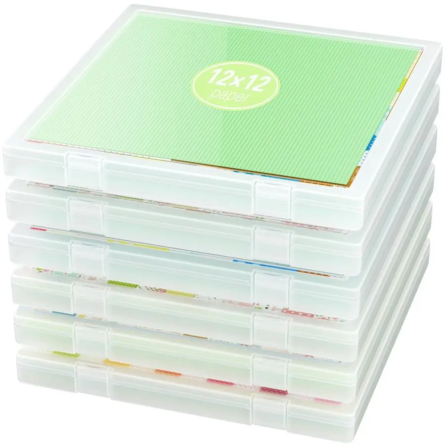 

6 Pack 12x12 Paper Organizer, Scrapbook Paper Storage, Plastic Craft Organizers Storage, Art Supply Photo Sticker Storage Case,