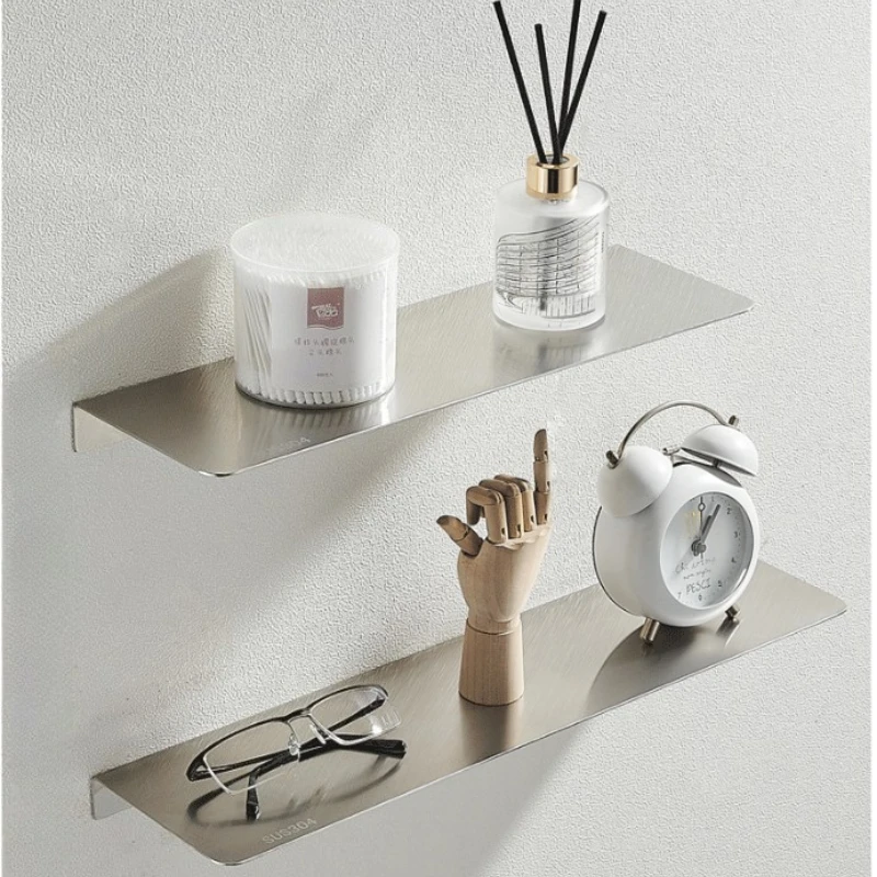 304 Stainless Steel Wall Shelf - 1-Tier, Bathroom & Living Room, Storage Organizer, Display Shelf, Wall-Mounted